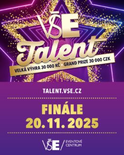 🇨🇿 Finále Talentu VŠE 2025 je tu! 🔥

🎤✨ Kdo se stane novou hvězdou VŠE?
O tom tentokrát rozhodne odborná porota složená z vedení VŠE, která už se těší na výkony finalistů i atmosféru zaplněného sálu.

Přijďte si užít skvělý večer v té nejlepší společnosti, podpořit své favority a být u toho, když vznikají nové kampusové legendy. 💙✨

📍Kde? Vencovského aula
🗓️Kdy? 20. listopad 2025
⏰V kolik? 19 hod 

Těšíme se na vás!🤩👋🏻

🇬🇧 VŠE Talent Finale 2025 is here! 🔥

🎤✨ Who will become the new star of VŠE?
This year, the winner will be chosen by a professional jury composed of VŠE management, who are already looking forward to the performances of the finalists and the atmosphere of a full auditorium.

Come enjoy a great evening in the best company, support your favourites, and be there when new campus legends are born. 💙✨

📍 Where? Vencovskeho Auditorium
🗓️ When? 20 November 2025
⏰ What time? 7 PM

We can’t wait to see you! 🤩👋🏻