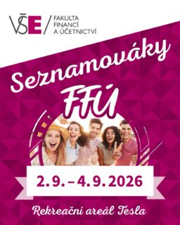 🎓 Nastupujete letos do prvního ročníku na Fakultě financí a účetnictví VŠE @ffu_vse? 👀💜

Pak byste rozhodně neměli chybět na Seznamováku studijních programů určeném právě pro nové studenty a studentky FFÚ VŠE! 🌟

Čekají vás tři dny plné zábavy, nových kamarádů a užitečných tipů od starších spolužáků. To je perfektní start do vysokoškolského života! 🎒

Seznamováky jsou určeny pro studenty těchto programů:
🔹 Finance
🔹 Účetnictví a finanční řízení podniku
🔹 Bankovnictví a pojišťovnictví
🔹 Zdanění a daňová politika

📍 Kdy a kde?
2. – 4. září 2026 v areálu Tesla na Seči.

ℹ️ Více informací a registraci najdete na: 👉 seznamovaky.vse.cz/ffu

Těšíme se na společný start do nového akademického roku! 🙌

#seznamovakyvse