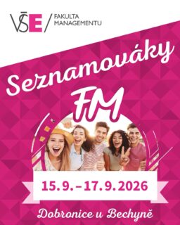 🎓 Nastupujete letos do prvního ročníku na Fakultě managementu VŠE @fm_vse? 👀🩷

Pak byste rozhodně neměli chybět na Seznamováku studijních programů určeném právě pro nové studenty a studentky FM VŠE!

Čekají vás tři dny plné zábavy, nových kamarádů a užitečných tipů od starších spolužáků. To je perfektní start do vysokoškolského života! 🎒

Seznamovák studijních programů FM VŠE se koná 15. až 17. září 2026 v areálu Dobronice u Bechyně.

👉 Více informací a registraci najdete na: seznamovaky.vse.cz/fm

Těšíme se na společný start do nového akademického roku! 🙌

#seznamovakyvse